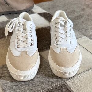 Women’s J/Slides White and Tan Sneakers